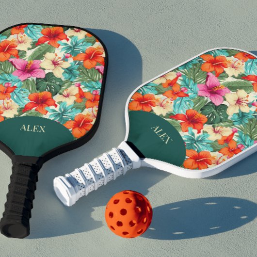 Levendige tropische bloemen pickleball paddle