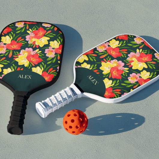 Levendige tropische bloemen pickleball paddle