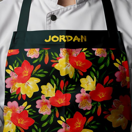 Levendige  tropische bloemen schort