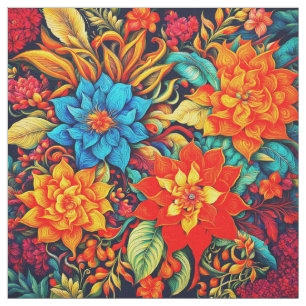 Levendige tropische bloemen stof