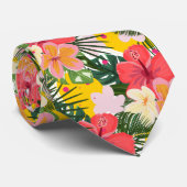 Levendige tropische bloemen stropdas (Opgerold)