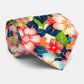 Levendige tropische bloemen stropdas (Opgerold)