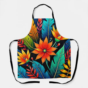 Levendige Tropische Bloemkunst Schort
