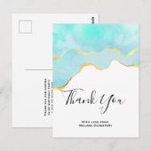 Levendige tropische groene met gouden rand Dank je Briefkaart (Voorkant / Achterkant)