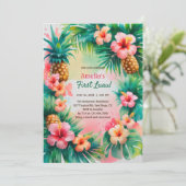 Levendige tropische Hawaiiaanse eerste Luau 1e ver Kaart (Staand voorkant)