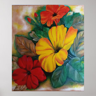 Levendige Tropische Hibiscus Bloem Poster