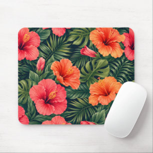 Levendige Tropische Hibiscus Bloesems Muismat