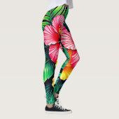 Levendige Tropische Hibiscus Kunst Leggings (Rechts)