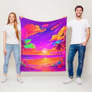 Levendige tropische zonnebank fleece deken