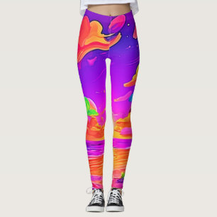 Levendige tropische zonnebank leggings