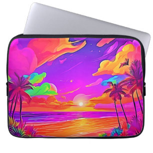 Levendige tropische zonsondergang laptop sleeve