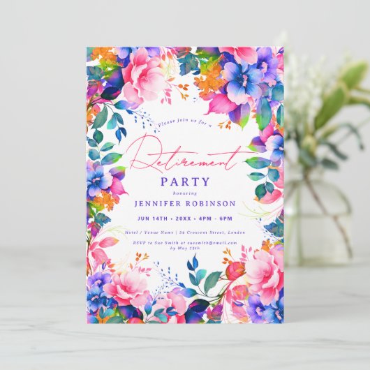 Levendige Tuin Bloemen Pensioen Partij Kaart (Staand voorkant)