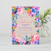 Levendige Tuin Bloemen Retirement Party Champagne Kaart (Staand voorkant)