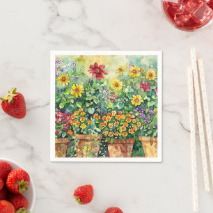 Levendige Tuin Bloemen Waterverf Decoupage Servet