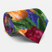 Levendige tulpen, hyacinten en bloemen stropdas (Opgerold)