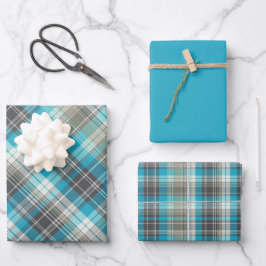Levendige Turquoise, Bruin & Crème Plaid Inpakpapier Vel