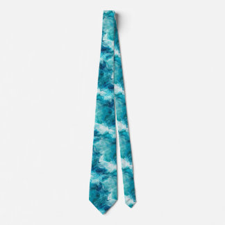 Levendige turquoise en aqua vloeibare kunst oceaan stropdas