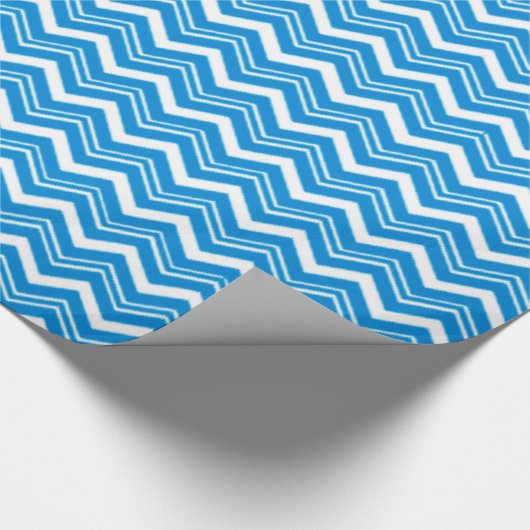 Levendige Turquoise en witte Zigzags Cadeaupapier (Hoek)