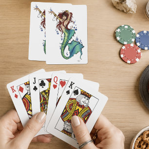 Levendige Turquoise Fantasie Meermin Illustratie Pokerkaarten