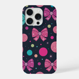 Levendige Turquoise Roze Glitter Strikken & Stippe iPhone 15 Pro Hoesje