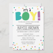 Levendige typografie 'It's a Boy' Baby shower Kaart (Voorkant)