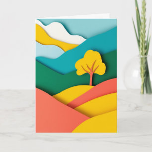 Levendige Uit-Papier Gebergte Boom Kaart