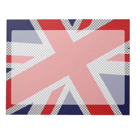 Levendige Union Jack op Koolstofvezel Stijl Print Notitieblok (Voorkant)