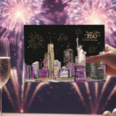 Levendige US Semiquincentennial Roze Paarse NYC Kaart