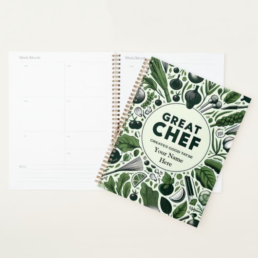 Levendige Veggie Great Chef Typografie Design Planner (Display)
