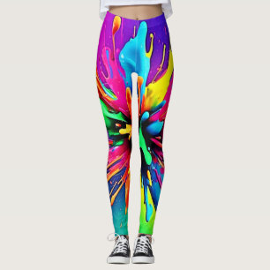 Levendige verf explosie ontwerp leggings