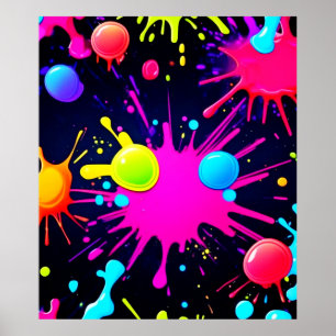 Levendige verf Splatter Art Poster