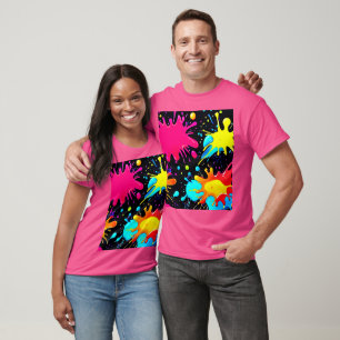 Levendige verfspat-art explosie t-shirt