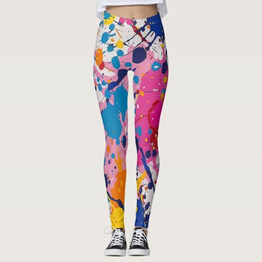 Levendige verfspatten Leggings (Voorkant)