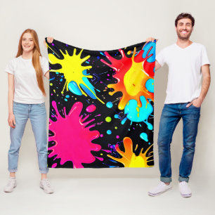 Levendige verfspatwerk explosie fleece deken