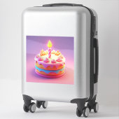 Levendige verjaardagstaart met kaars sticker (Koffer)