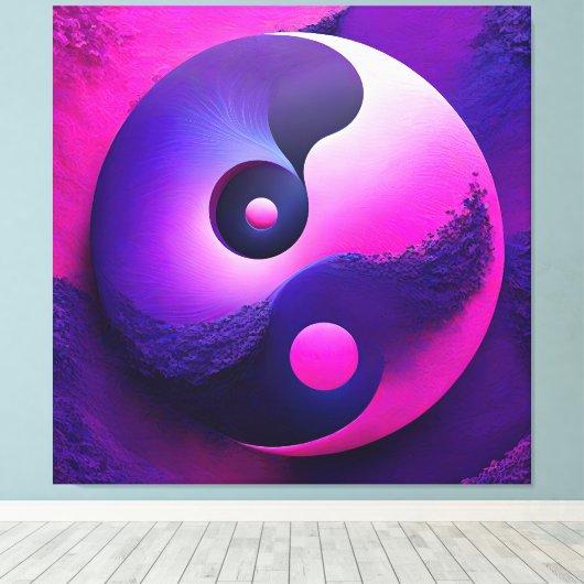 Levendige Verlichting Kleurrijke Yin Yang Symbolie Canvas Afdruk (Insitu (Houten vloer))