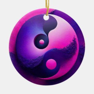 Levendige Verlichting Kleurrijke Yin Yang Symbolie Keramisch Ornament