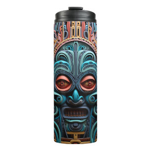 Levendige Vibrant Tribal 3D Paper Art stijl patroo Thermosbeker