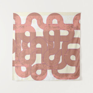 Levendige Vintage: Abstracte kleurrijke lijnen Wandkleed