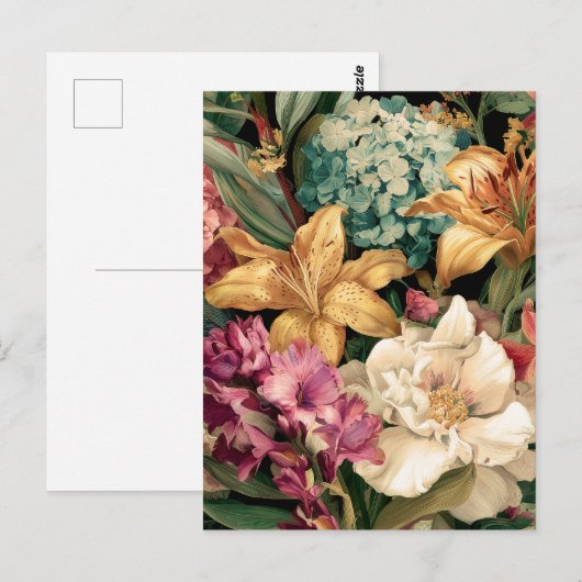 Levendige Vintage Bloemstuk Briefkaart (Voorkant / Achterkant)