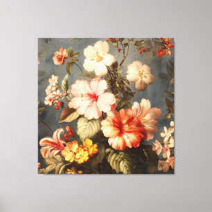 Levendige Vintage Bloemstuk Canvas Afdruk