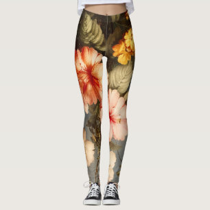 Levendige Vintage Bloemstuk Leggings