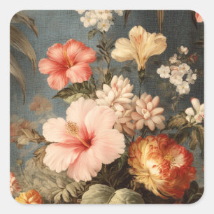 Levendige Vintage Bloemstuk Vierkante Sticker
