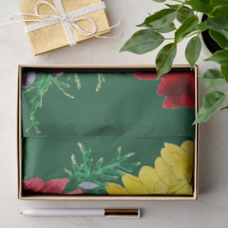 Levendige Vintage Botanische Wilde Bloemen Boeket Tissuepapier
