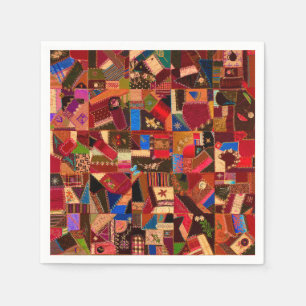 Levendige vintage crazy quilt servet