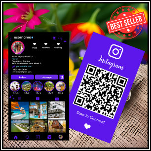 Levendige Violet Makelaar Instagram QR Code Visitekaartje