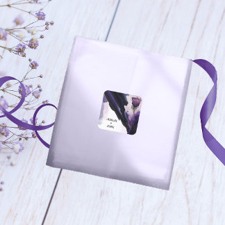 Levendige Violet Roos Trouwstickers Vierkante Sticker