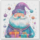 Levendige Violet Santa met geschenken & Ornamenten Sticker (Voorkant)