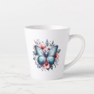 Levendige Vlinder Bloemenboeket Kunst-96283 Latte Mok