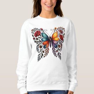 Levendige Vlinder Bloemige Kunst Dames Sweatshirt